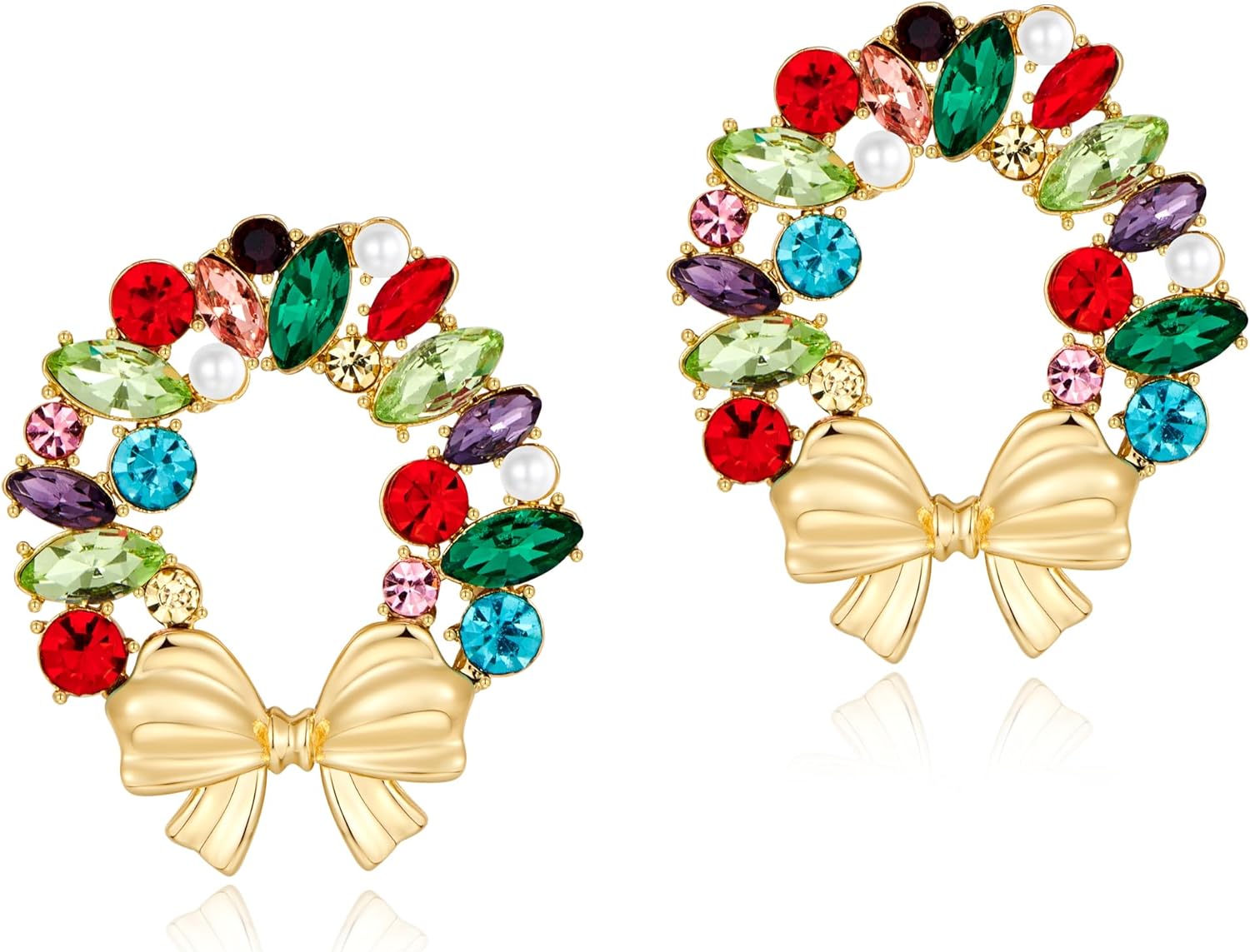 Christmas Earrings for Women Rhinestone Chritsmas Tree, Snowflake, Wreath, Colorful Light Bulb, Deer Earrings Holiday Festival Costume Jewelry - 我的商店我的商店我的商店