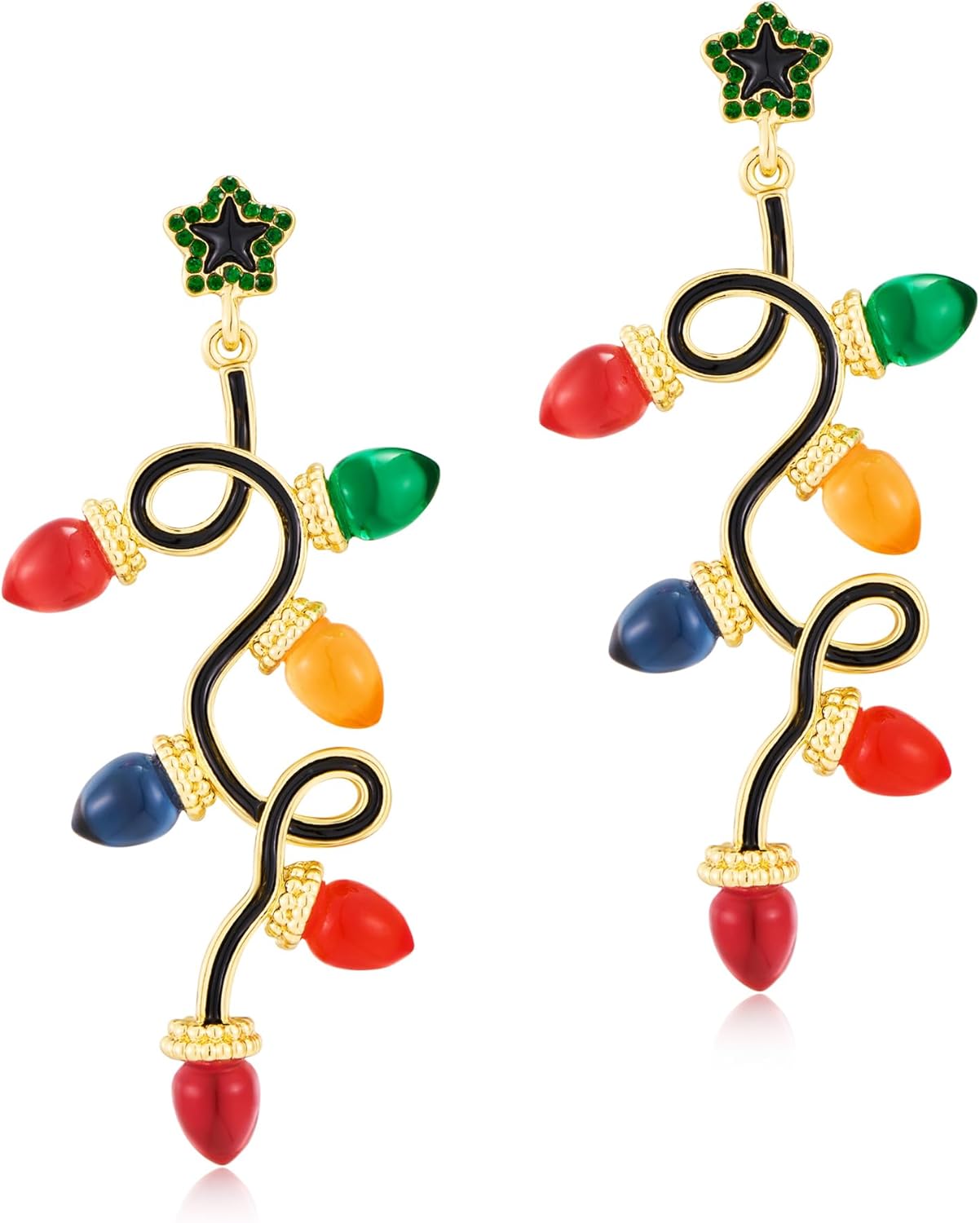 Christmas Earrings for Women Rhinestone Chritsmas Tree, Snowflake, Wreath, Colorful Light Bulb, Deer Earrings Holiday Festival Costume Jewelry - 我的商店我的商店我的商店