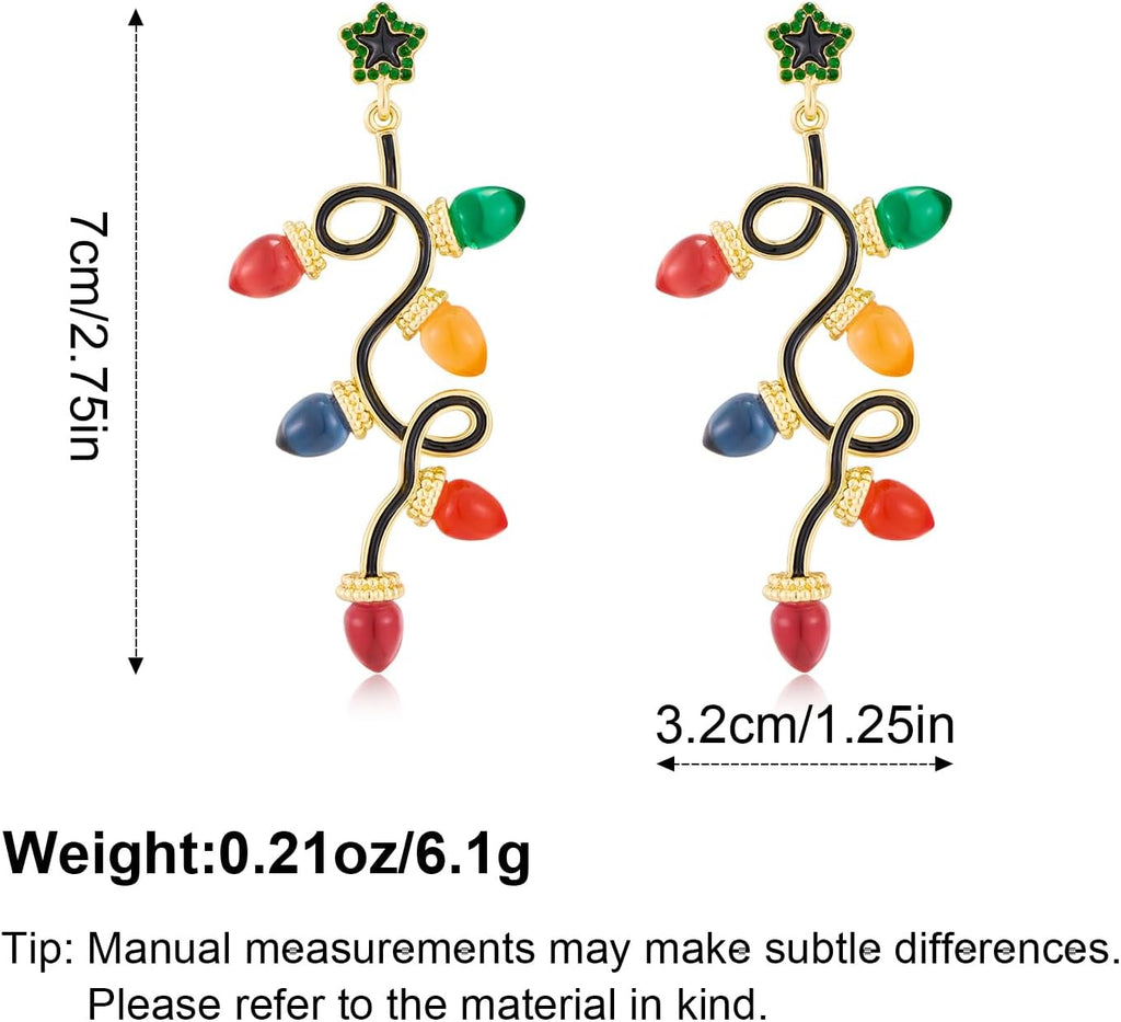 Christmas Earrings for Women Rhinestone Chritsmas Tree, Snowflake, Wreath, Colorful Light Bulb, Deer Earrings Holiday Festival Costume Jewelry - 我的商店我的商店我的商店