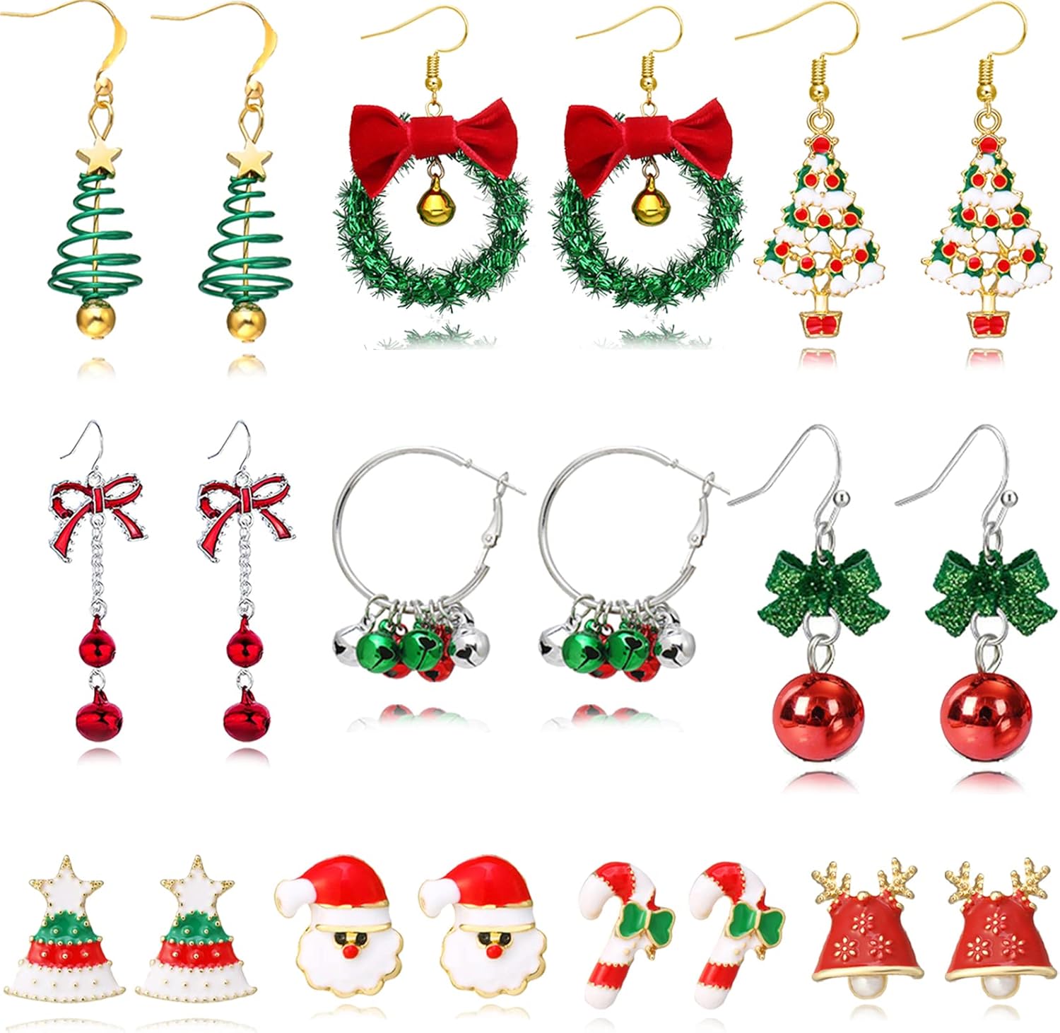 Christmas Earrings for Women Rhinestone Pearl Bow Earrings Holiday Jewelry Gifts Christmas Outfits for Women Decorations Gifts Stocking Stuffers - 我的商店我的商店我的商店