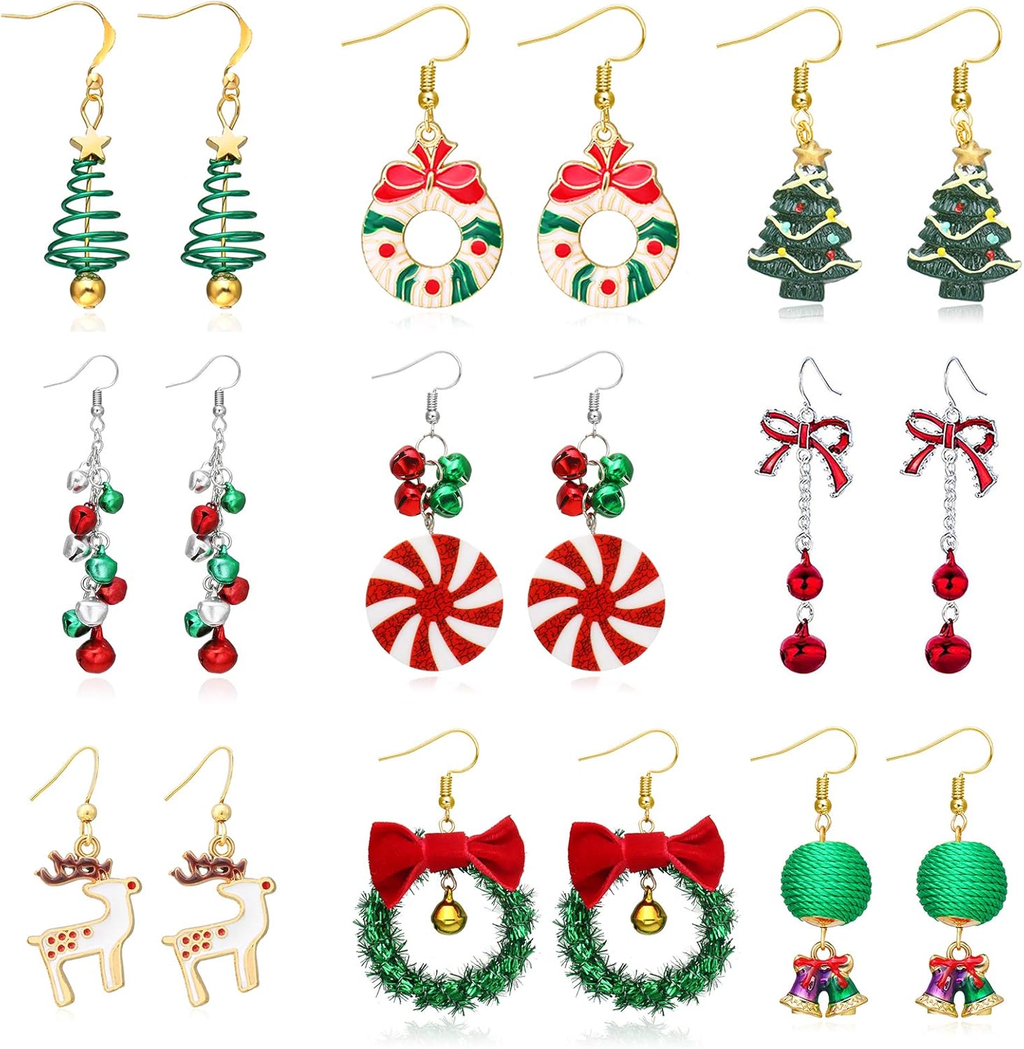 Christmas Earrings for Women Rhinestone Pearl Bow Earrings Holiday Jewelry Gifts Christmas Outfits for Women Decorations Gifts Stocking Stuffers - 我的商店我的商店我的商店