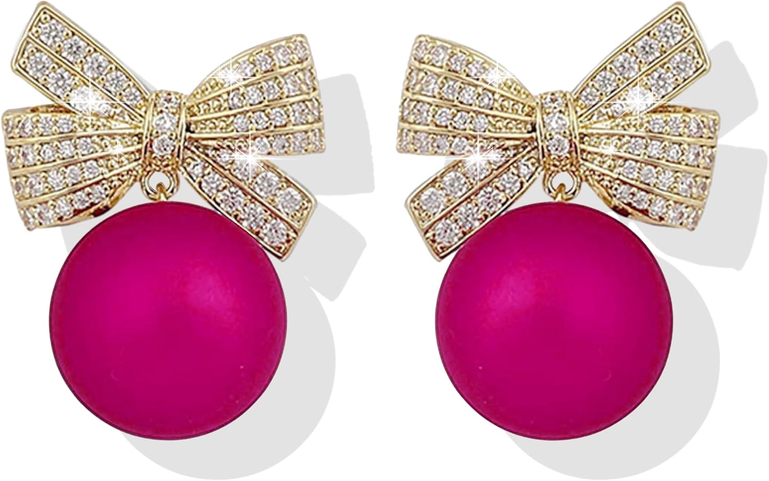 Christmas Earrings for Women Rhinestone Pearl Bow Earrings Holiday Jewelry Gifts Christmas Outfits for Women Decorations Gifts Stocking Stuffers - 我的商店我的商店我的商店