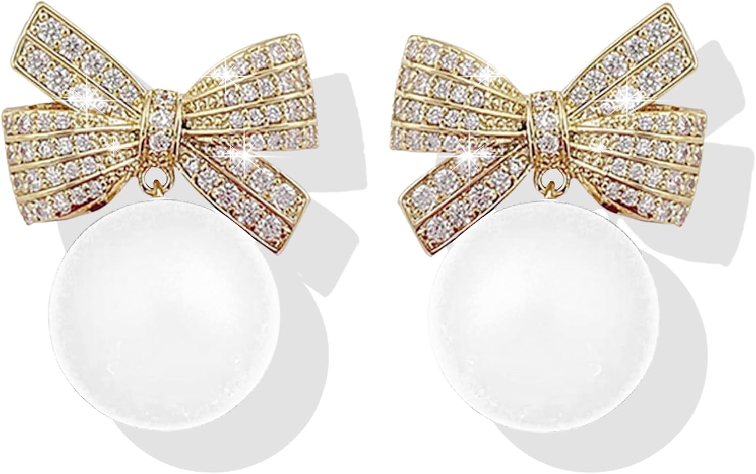 Christmas Earrings for Women Rhinestone Pearl Bow Earrings Holiday Jewelry Gifts Christmas Outfits for Women Decorations Gifts Stocking Stuffers - 我的商店我的商店我的商店