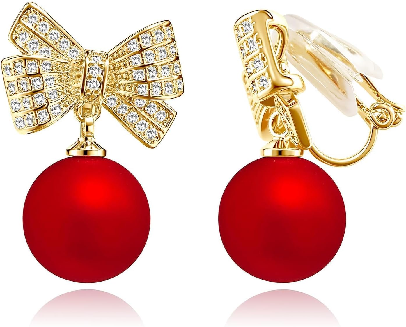 Christmas Earrings for Women Rhinestone Pearl Bow Earrings Holiday Jewelry Gifts Christmas Outfits for Women Decorations Gifts Stocking Stuffers - 我的商店我的商店我的商店