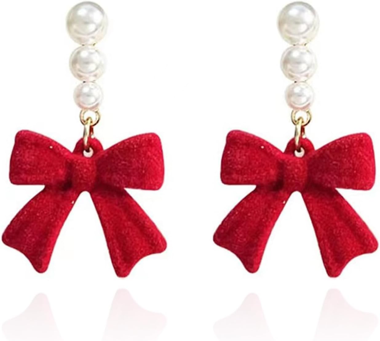 Christmas Earrings for Women Rhinestone Pearl Bow Earrings Holiday Jewelry Gifts Christmas Outfits for Women Decorations Gifts Stocking Stuffers - 我的商店我的商店我的商店