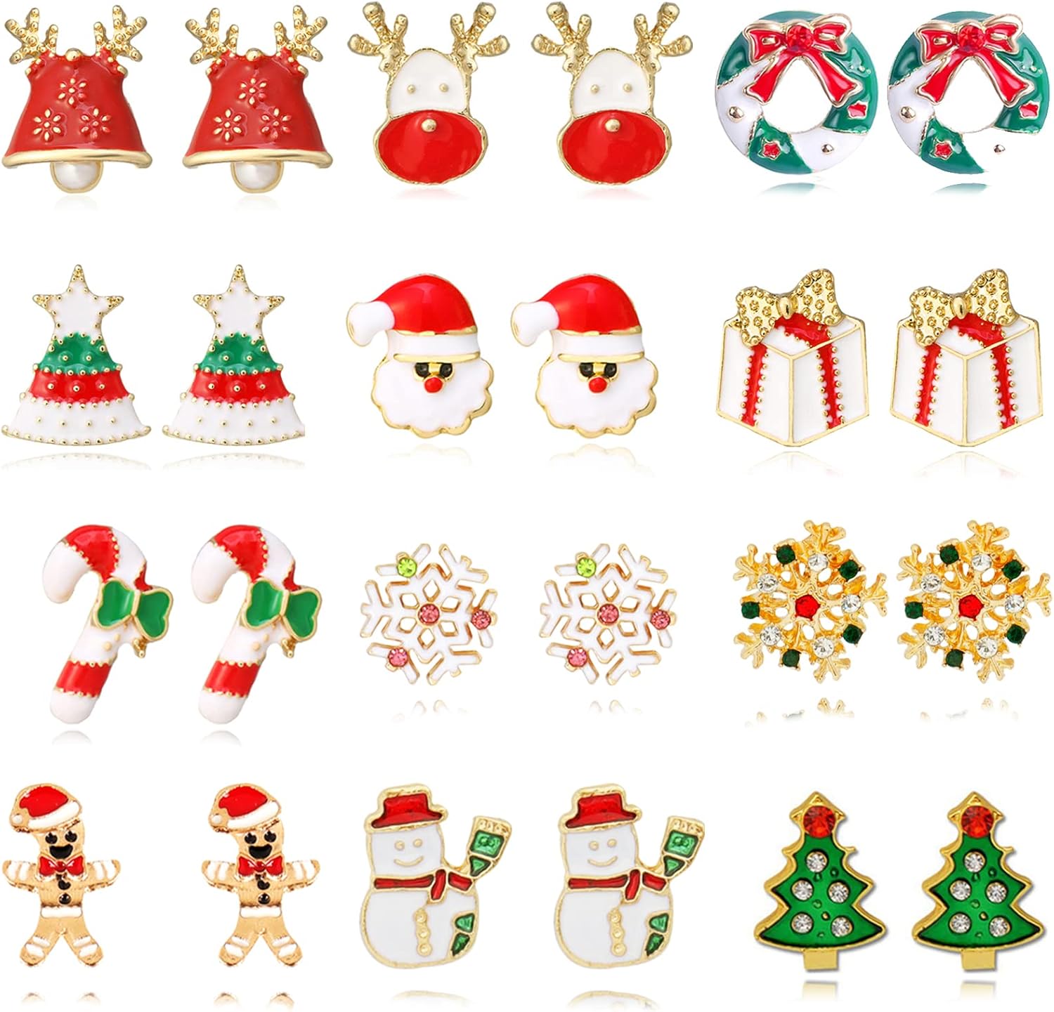 Christmas Earrings for Women Rhinestone Pearl Bow Earrings Holiday Jewelry Gifts Christmas Outfits for Women Decorations Gifts Stocking Stuffers - 我的商店我的商店我的商店