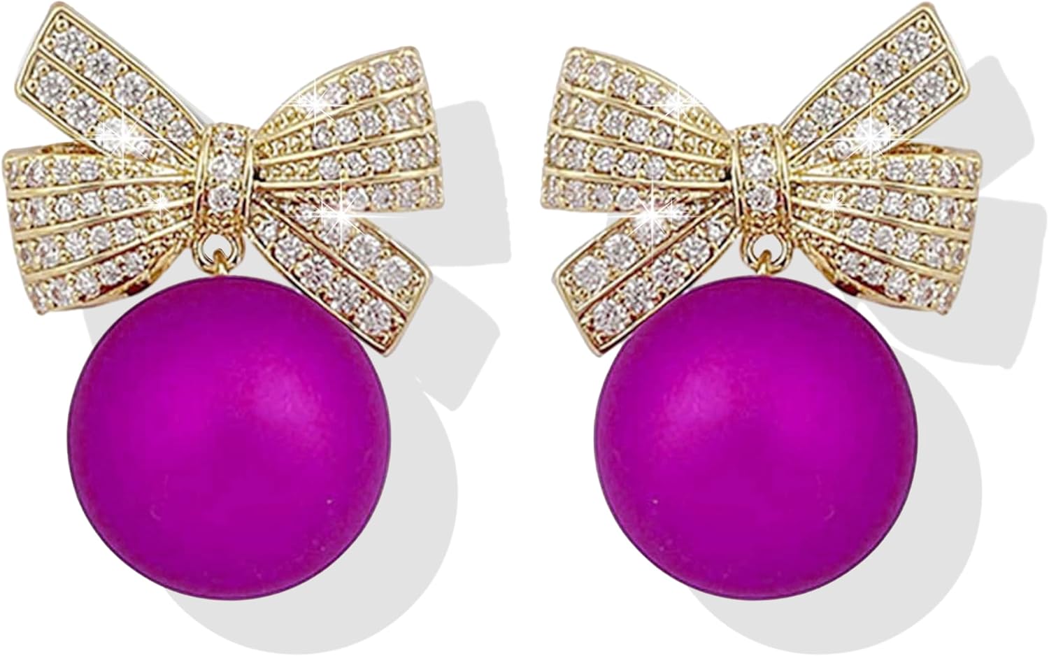 Christmas Earrings for Women Rhinestone Pearl Bow Earrings Holiday Jewelry Gifts Christmas Outfits for Women Decorations Gifts Stocking Stuffers - 我的商店我的商店我的商店