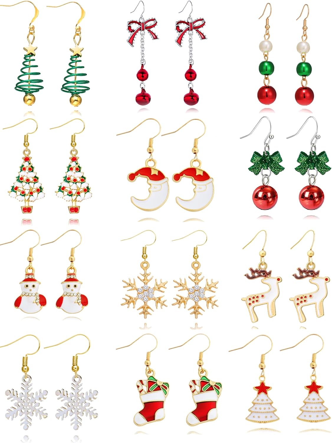 Christmas Earrings for Women Rhinestone Pearl Bow Earrings Holiday Jewelry Gifts Christmas Outfits for Women Decorations Gifts Stocking Stuffers - 我的商店我的商店我的商店