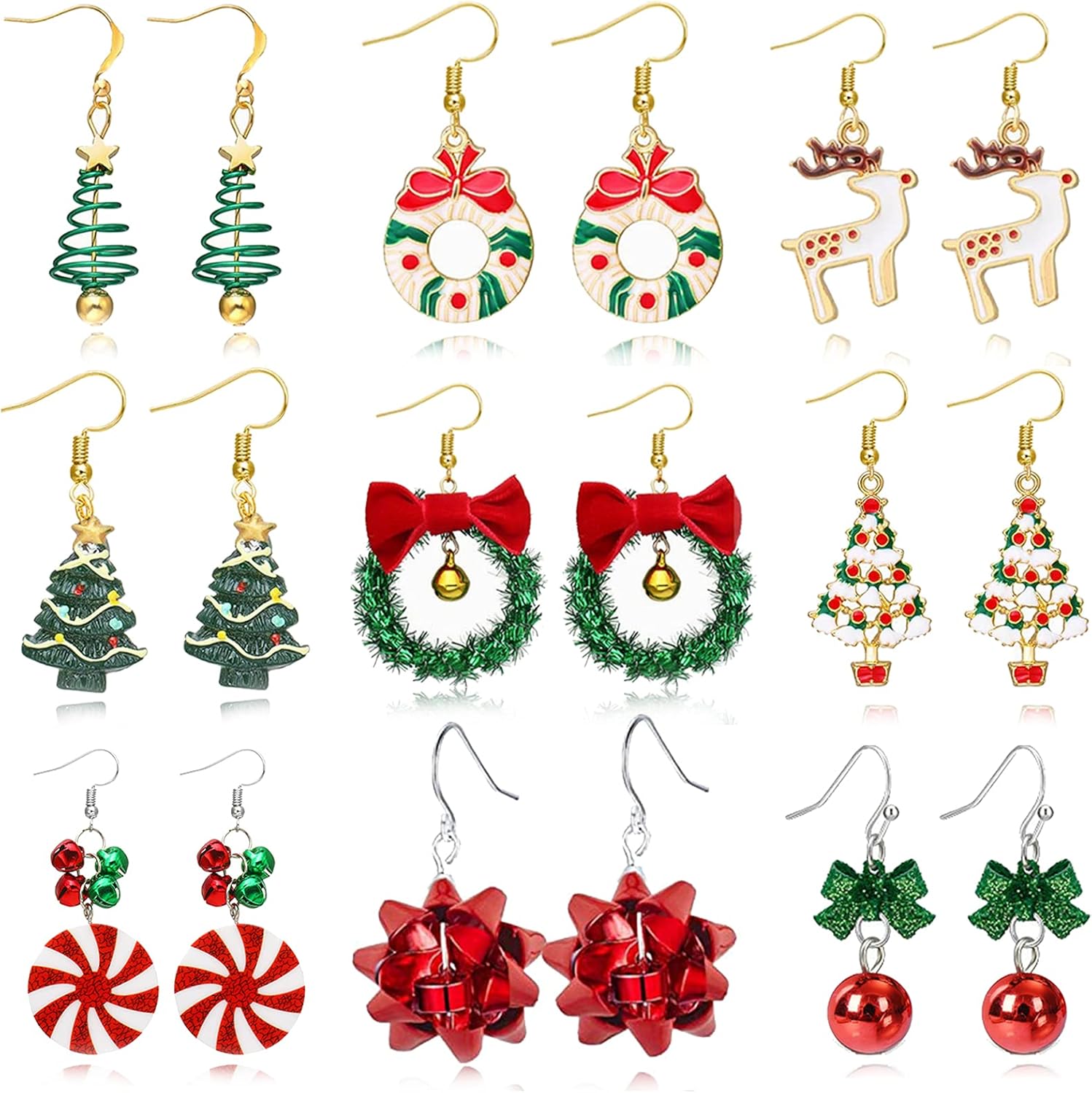 Christmas Earrings for Women Rhinestone Pearl Bow Earrings Holiday Jewelry Gifts Christmas Outfits for Women Decorations Gifts Stocking Stuffers - 我的商店我的商店我的商店