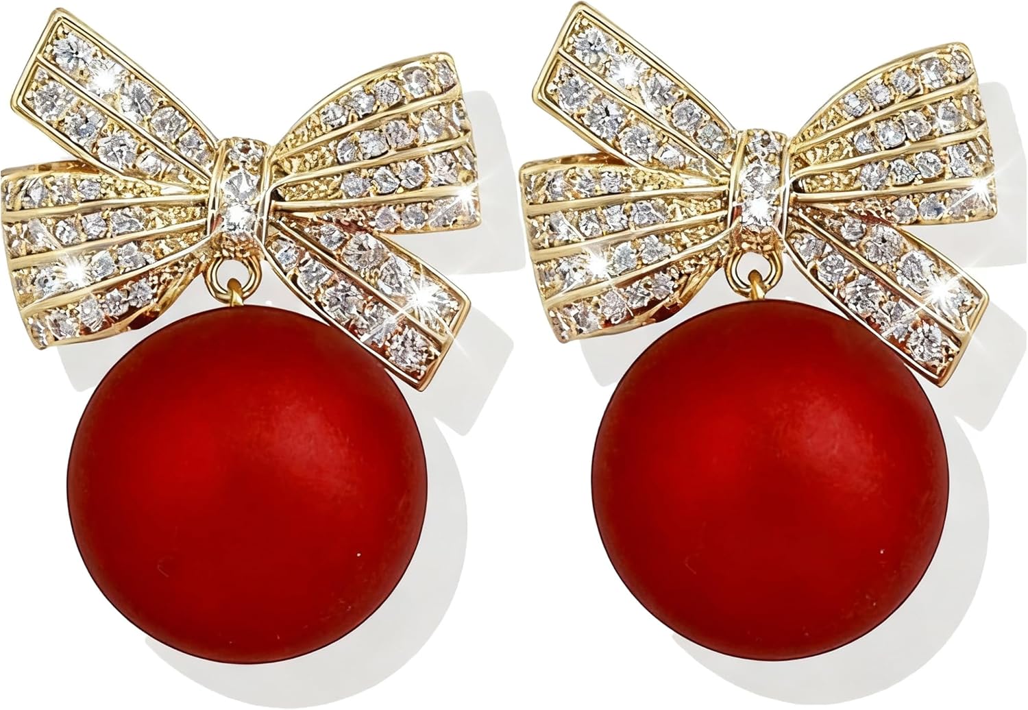 Christmas Earrings for Women Rhinestone Pearl Bow Earrings Holiday Jewelry Gifts Christmas Outfits for Women Decorations Gifts Stocking Stuffers - 我的商店我的商店我的商店