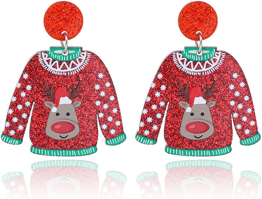 Christmas Earrings for Women Santa Claus Christmas Tree Snowflake Snowman Reindeer Dangle Earrings Winter Earrings Holiday Earring Christmas Jewelry Gifts for Women - QIAO Crystal我的商店QIAO Crystal