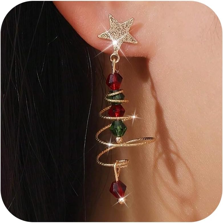 Christmas Earrings for Women Stocking Stuffers Bow Tree Snowflake Santa Claus Jingle Bell Drop Dangle Earrings Christmas Jewelry Gifts Outfits Accessories - 我的商店我的商店我的商店