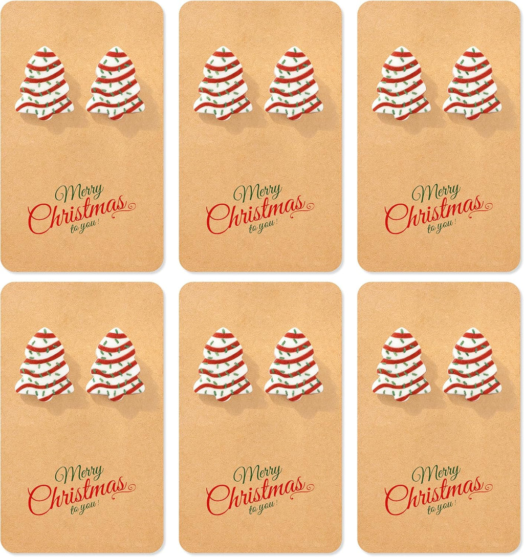 Christmas Earrings for Women Stocking Stuffers Cute Holiday Gift Xmas Tree Bow Santa Elk Snowman Candy Stud Earrings Set Christmas Decorations Gifts Outfits for Women 2025 White Elephant Gifts - 我的商店我的商店我的商店