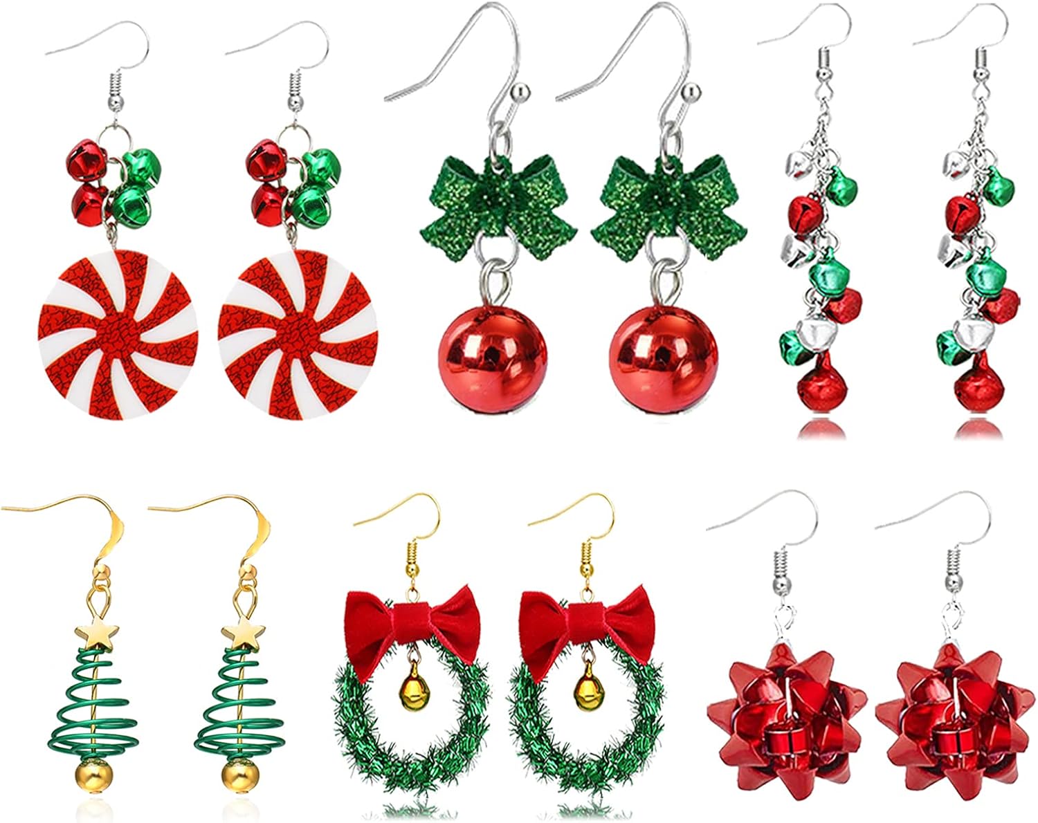 Christmas Earrings for Women Stocking Stuffers Xmas Holiday Stud Earrings Bow Tree Snowflake Bell Reindeer Dangle Earring Christmas Jewelry Gifts Outfits Accessories - 我的商店我的商店我的商店