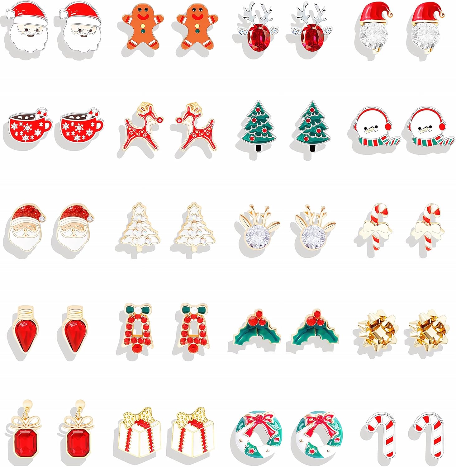 Christmas Earrings for Women Stocking Stuffers Xmas Holiday Stud Earrings Bow Tree Snowflake Bell Reindeer Dangle Earring Christmas Jewelry Gifts Outfits Accessories - 我的商店我的商店我的商店