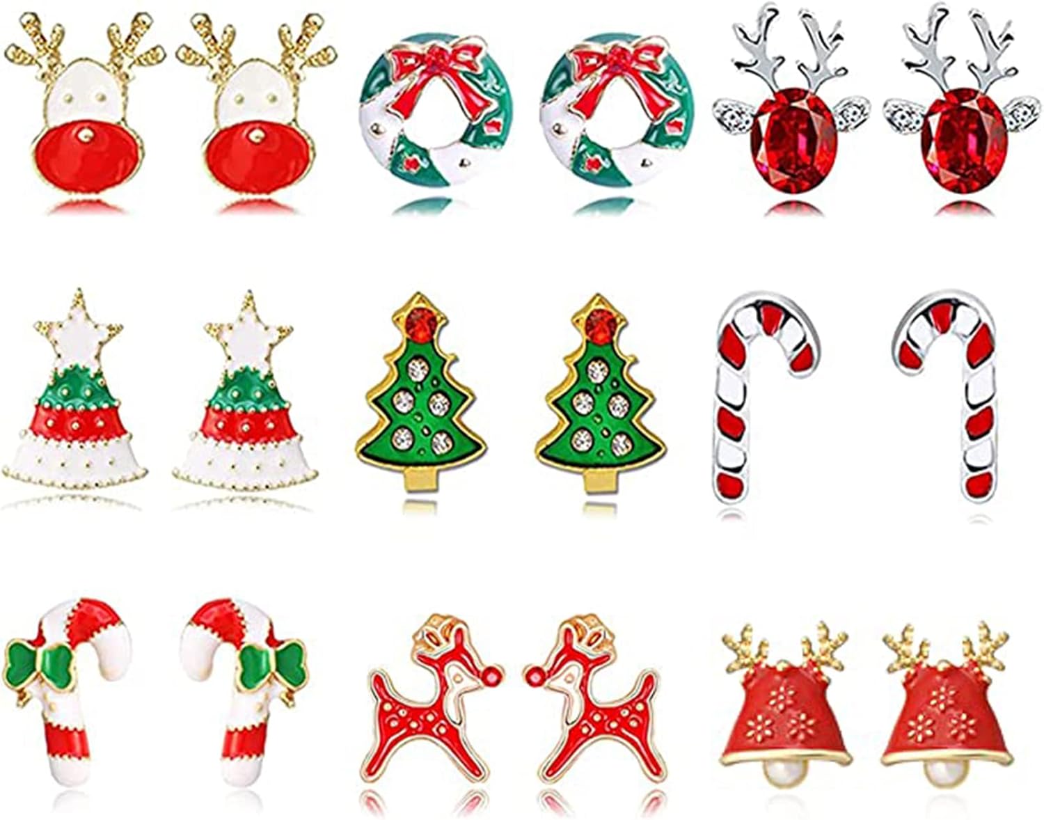 Christmas Earrings for Women Stocking Stuffers Xmas Holiday Stud Earrings Bow Tree Snowflake Bell Reindeer Dangle Earring Christmas Jewelry Gifts Outfits Accessories - 我的商店我的商店我的商店