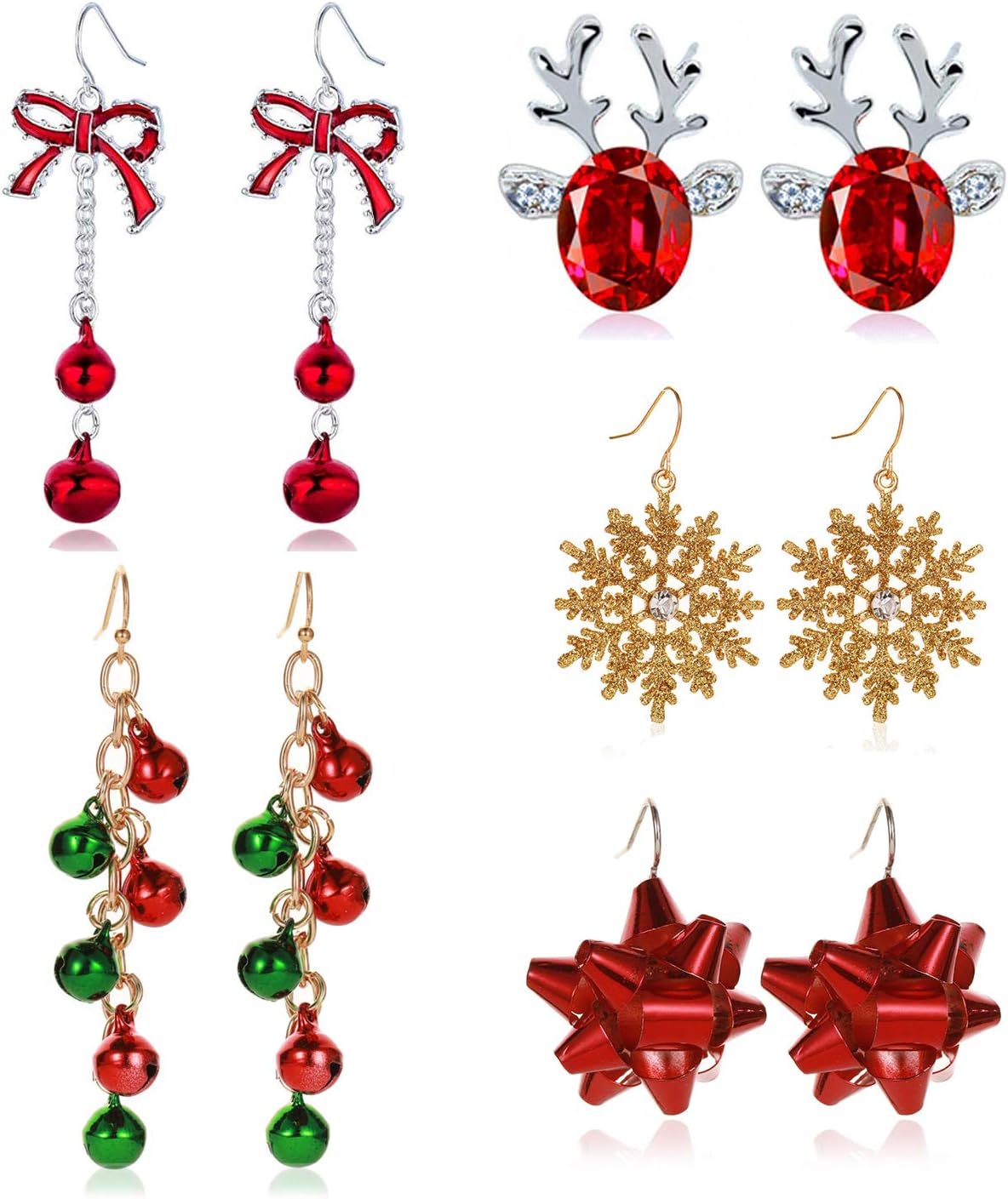 Christmas Earrings for Women Stocking Stuffers Xmas Holiday Stud Earrings Bow Tree Snowflake Bell Reindeer Dangle Earring Christmas Jewelry Gifts Outfits Accessories - 我的商店我的商店我的商店