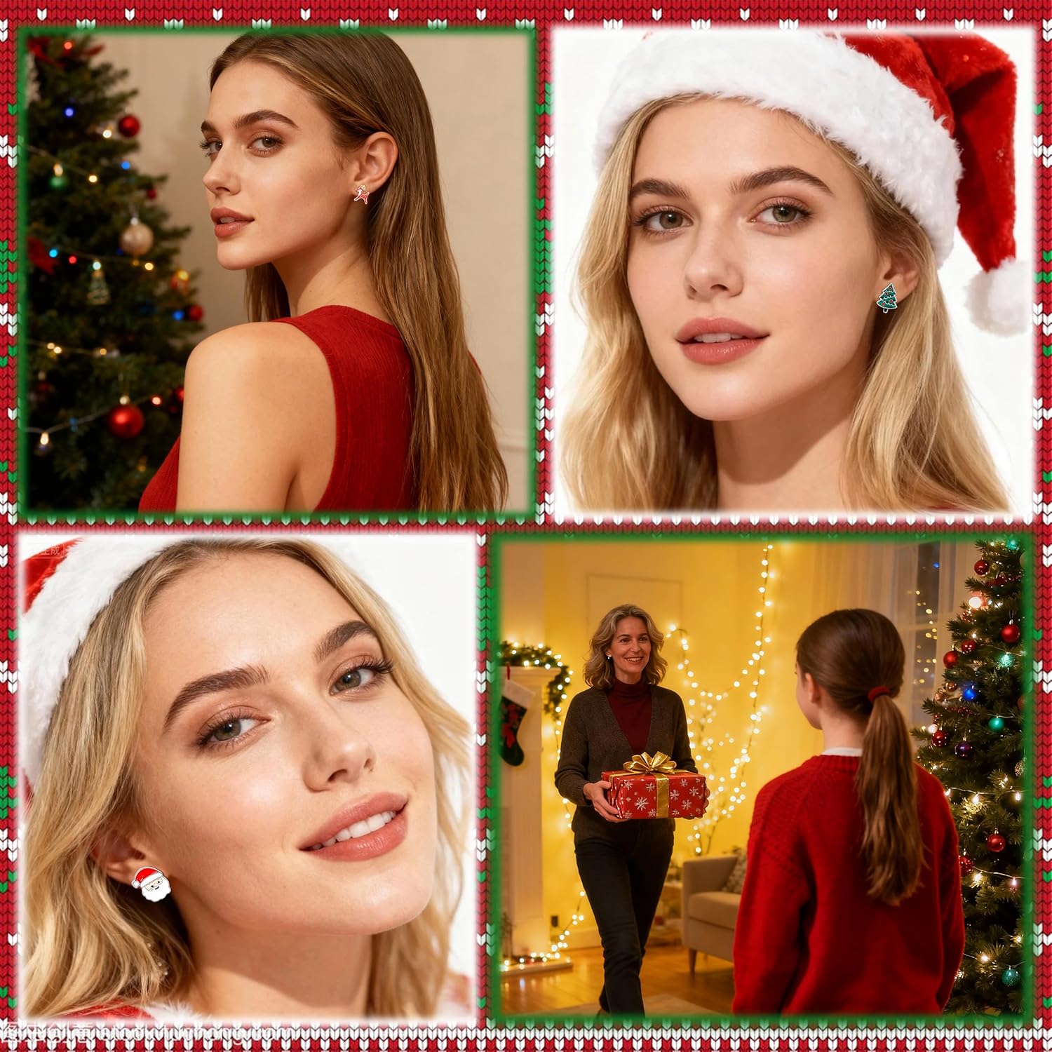 Christmas Earrings for Women Stocking Stuffers Xmas Holiday Stud Earrings Bow Tree Snowflake Bell Reindeer Dangle Earring Christmas Jewelry Gifts Outfits Accessories - 我的商店我的商店我的商店