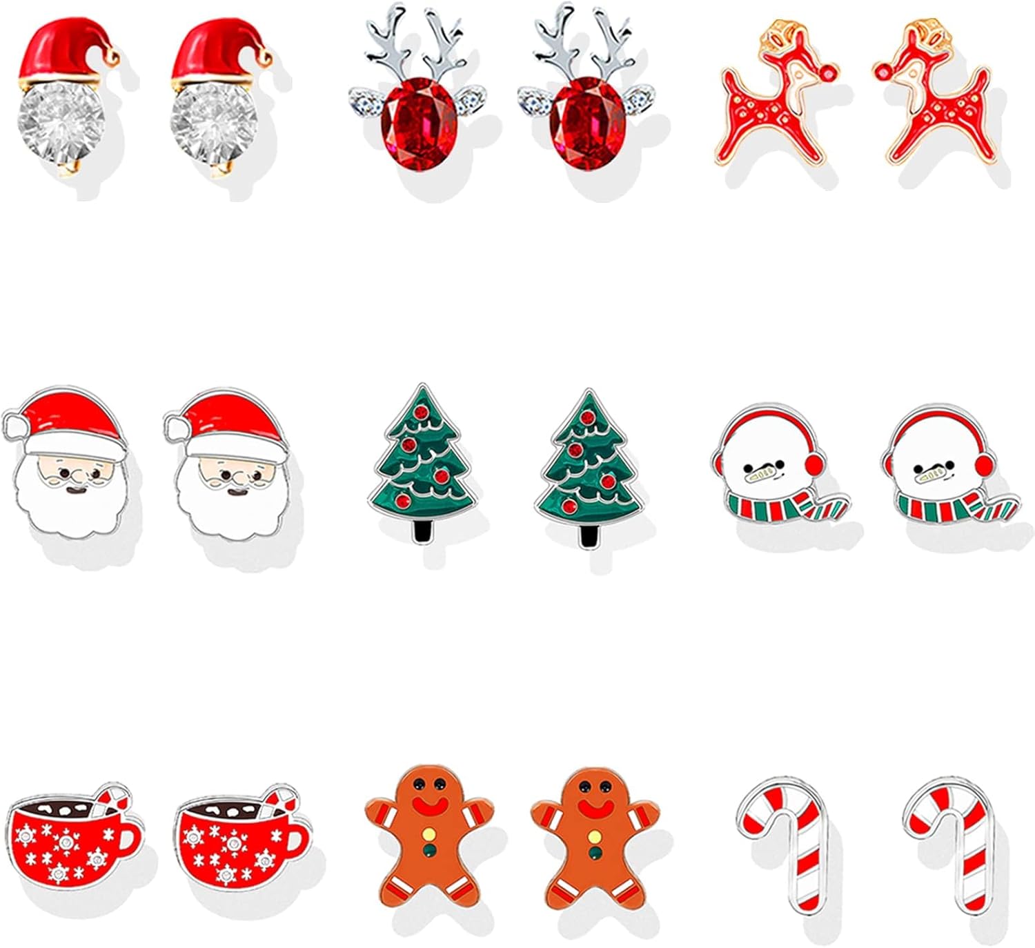 Christmas Earrings for Women Stocking Stuffers Xmas Holiday Stud Earrings Bow Tree Snowflake Bell Reindeer Dangle Earring Christmas Jewelry Gifts Outfits Accessories - 我的商店我的商店我的商店