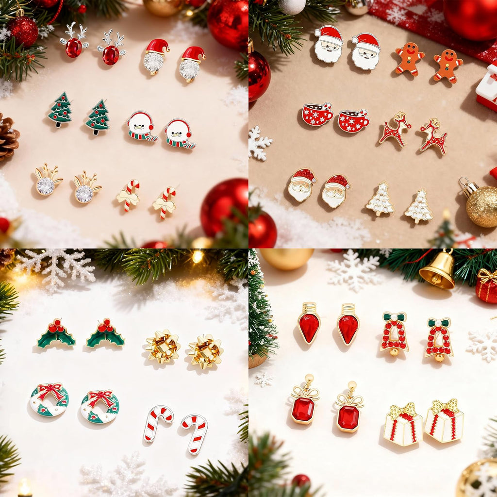 Christmas Earrings for Women Stocking Stuffers Xmas Holiday Stud Earrings Bow Tree Snowflake Bell Reindeer Dangle Earring Christmas Jewelry Gifts Outfits Accessories - 我的商店我的商店我的商店