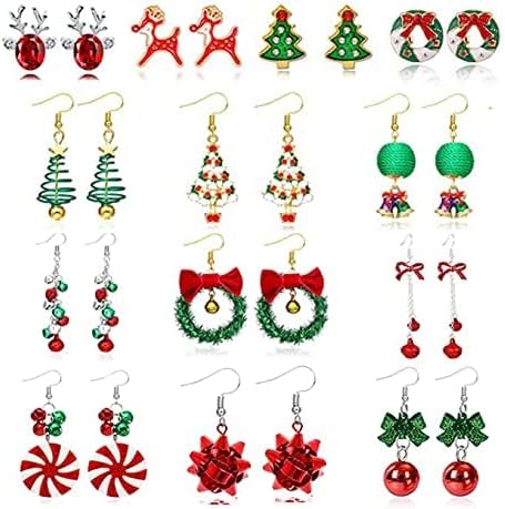 Christmas Earrings for Women Stocking Stuffers Xmas Holiday Stud Earrings Bow Tree Snowflake Bell Reindeer Dangle Earring Christmas Jewelry Gifts Outfits Accessories - 我的商店我的商店我的商店