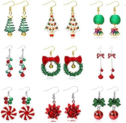 Christmas Earrings for Women Stocking Stuffers Xmas Holiday Stud Earrings Bow Tree Snowflake Bell Reindeer Dangle Earring Christmas Jewelry Gifts Outfits Accessories - 我的商店我的商店我的商店