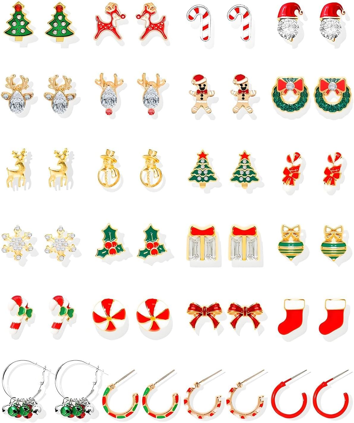 Christmas Earrings for Women Stocking Stuffers Xmas Holiday Stud Earrings Bow Tree Snowflake Bell Reindeer Dangle Earring Christmas Jewelry Gifts Outfits Accessories - 我的商店我的商店我的商店