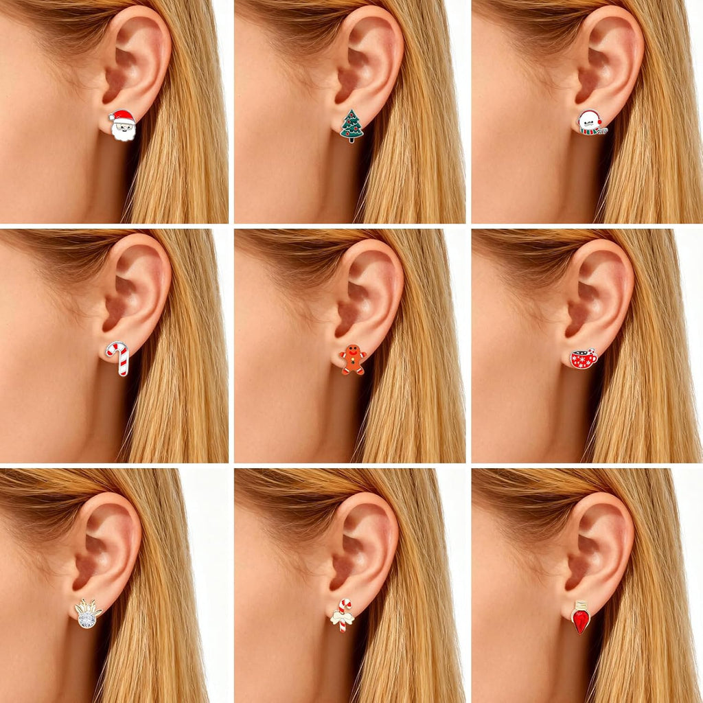 Christmas Earrings for Women Trendy Stuff Christmas Stocking Stuffers Jingle Bells Tree Deer Santa Candy Bow Snowflake Earring Jewelry Xmas Gifts - 我的商店我的商店我的商店