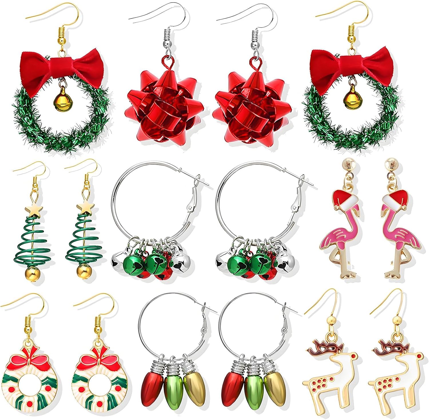 Christmas Earrings for Women Trendy Stuff Christmas Stocking Stuffers Jingle Bells Tree Deer Santa Candy Bow Snowflake Earring Jewelry Xmas Gifts - 我的商店我的商店我的商店