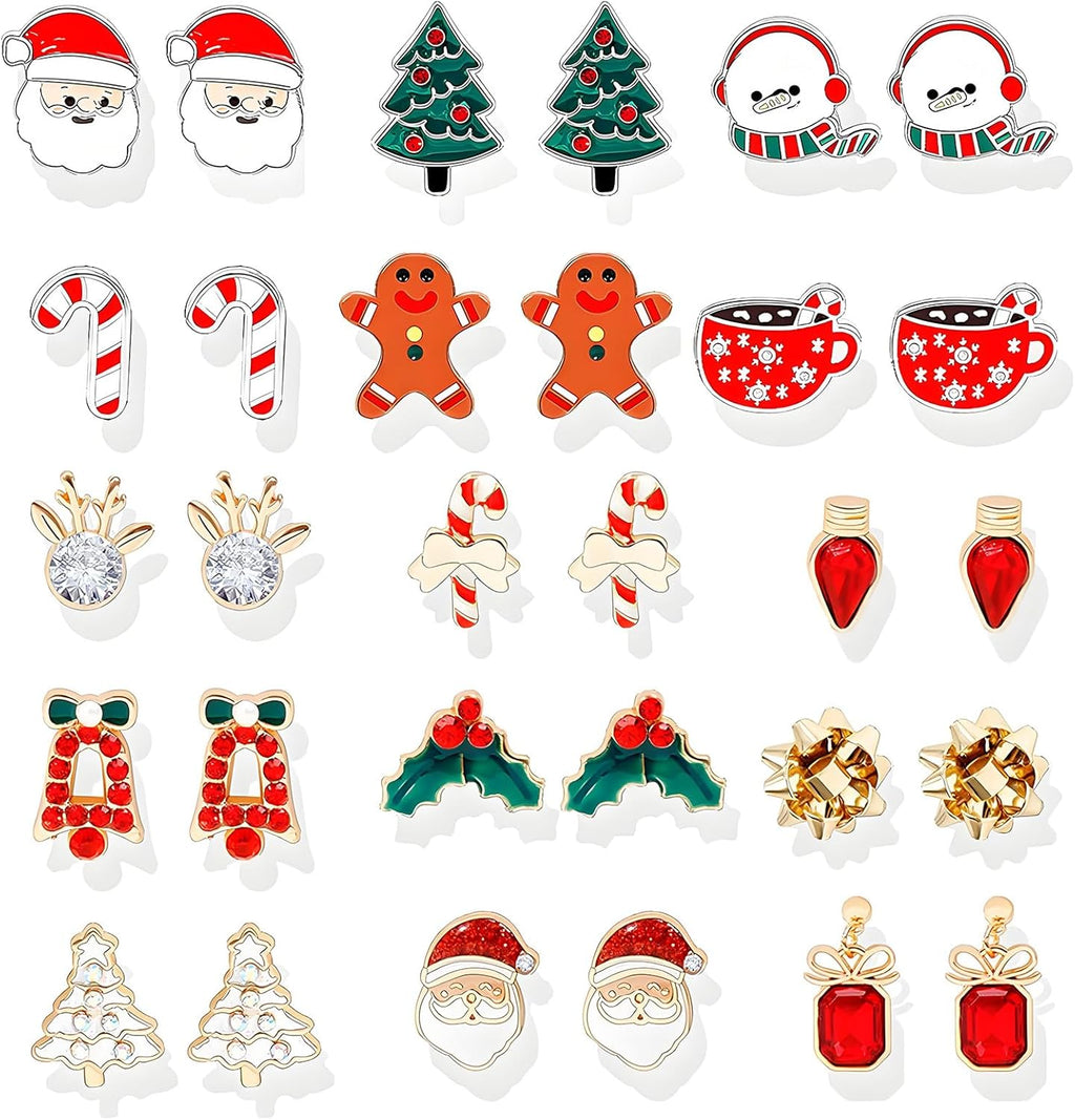 Christmas Earrings for Women Trendy Stuff Christmas Stocking Stuffers Jingle Bells Tree Deer Santa Candy Bow Snowflake Earring Jewelry Xmas Gifts - 我的商店我的商店我的商店
