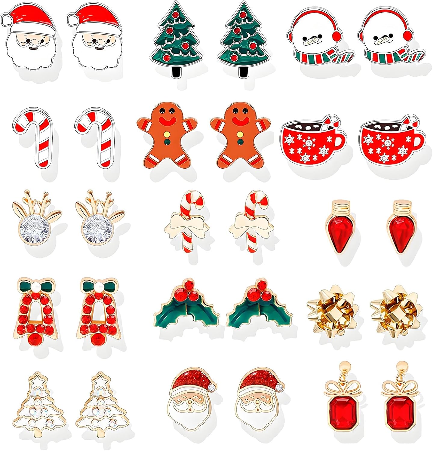 Christmas Earrings for Women Trendy Stuff Christmas Stocking Stuffers Jingle Bells Tree Deer Santa Candy Bow Snowflake Earring Jewelry Xmas Gifts - 我的商店我的商店我的商店