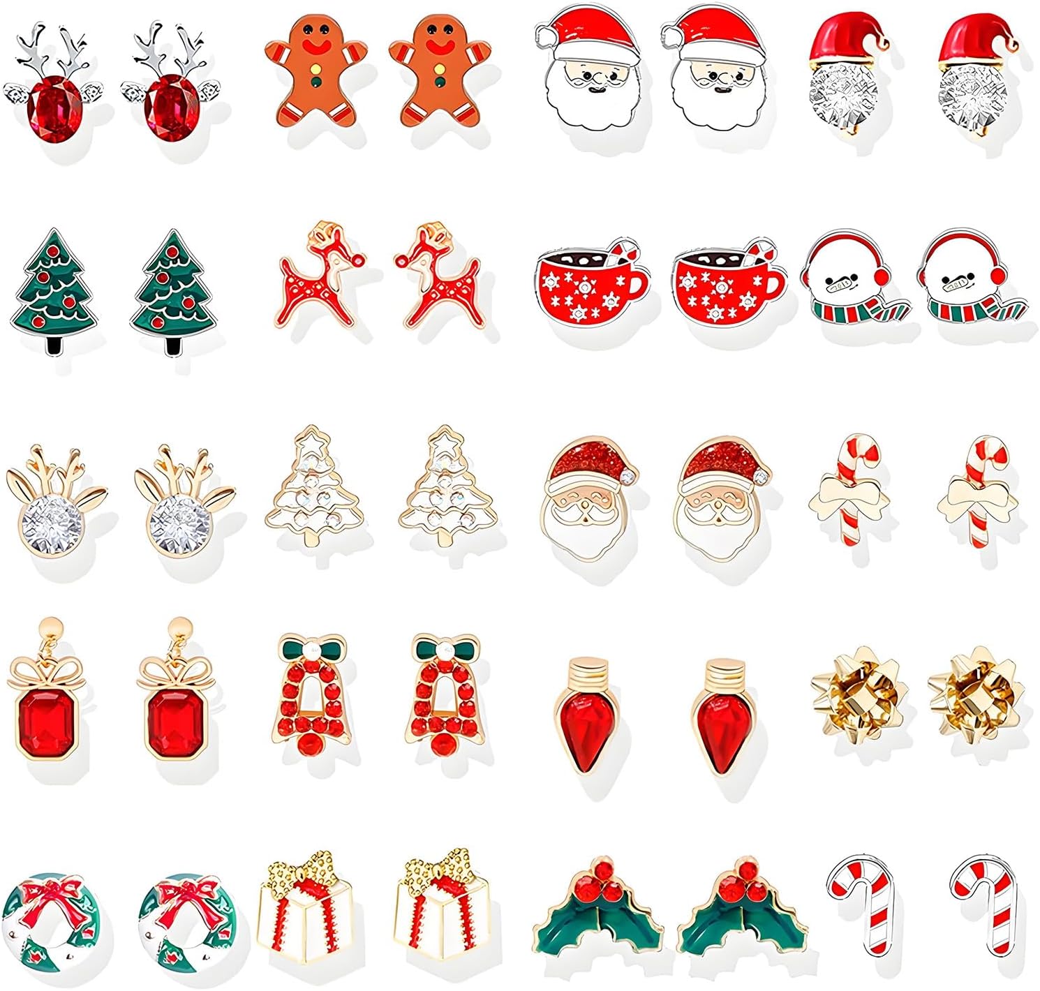 Christmas Earrings for Women Trendy Stuff Christmas Stocking Stuffers Jingle Bells Tree Deer Santa Candy Bow Snowflake Earring Jewelry Xmas Gifts - 我的商店我的商店我的商店