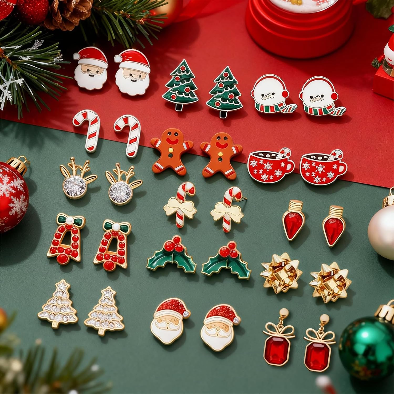 Christmas Earrings for Women Trendy Stuff Christmas Stocking Stuffers Jingle Bells Tree Deer Santa Candy Bow Snowflake Earring Jewelry Xmas Gifts - 我的商店我的商店我的商店