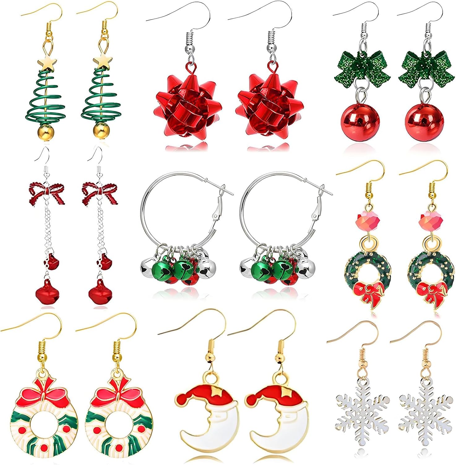 Christmas Earrings for Women Trendy Stuff Christmas Stocking Stuffers Jingle Bells Tree Deer Santa Candy Bow Snowflake Earring Jewelry Xmas Gifts - 我的商店我的商店我的商店