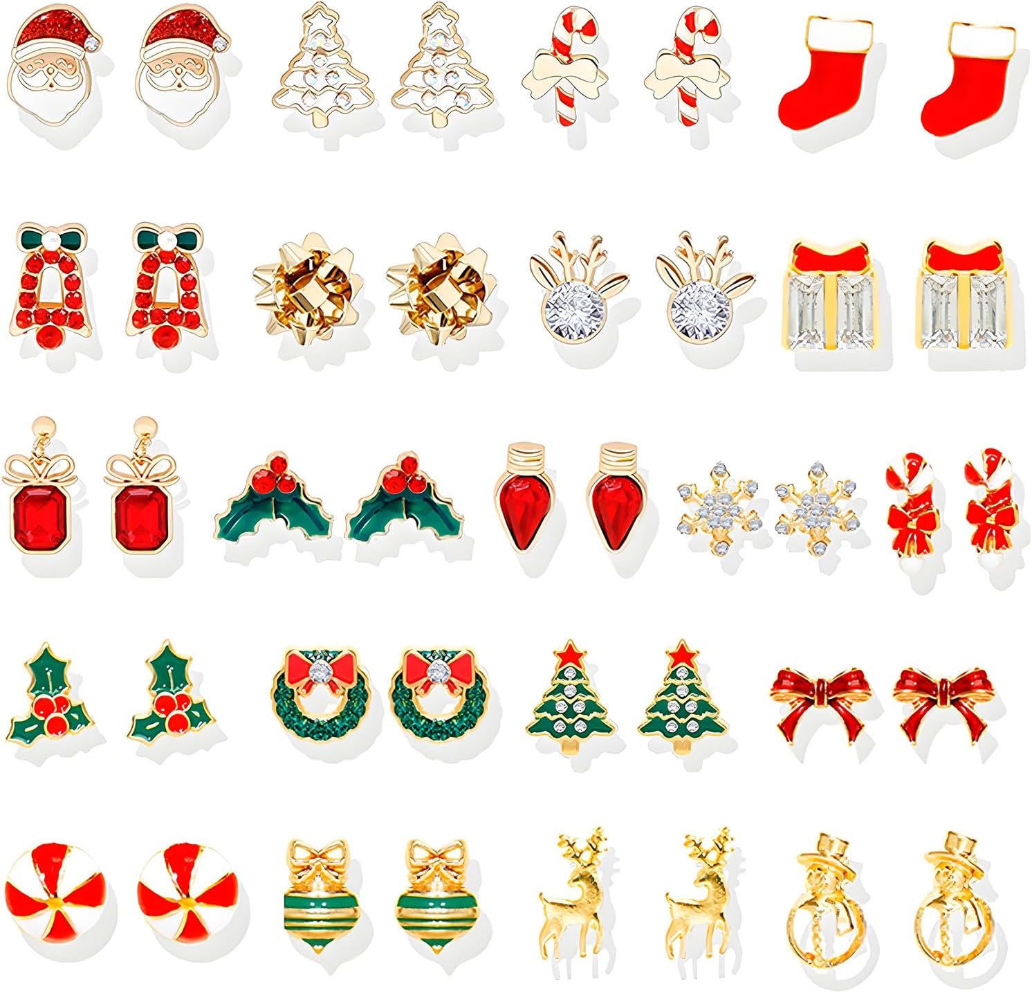 Christmas Earrings for Women Trendy Stuff Christmas Stocking Stuffers Jingle Bells Tree Deer Santa Candy Bow Snowflake Earring Jewelry Xmas Gifts - 我的商店我的商店我的商店
