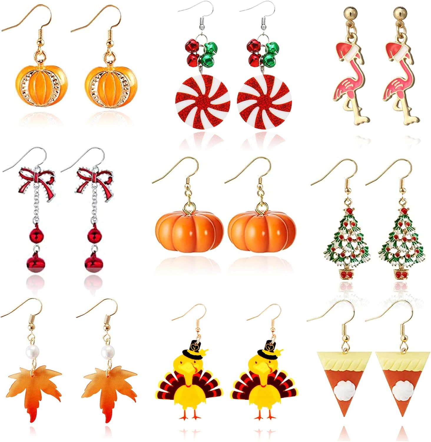 Christmas Earrings for Women Trendy Stuff Christmas Stocking Stuffers Jingle Bells Tree Deer Santa Candy Bow Snowflake Earring Jewelry Xmas Gifts - 我的商店我的商店我的商店