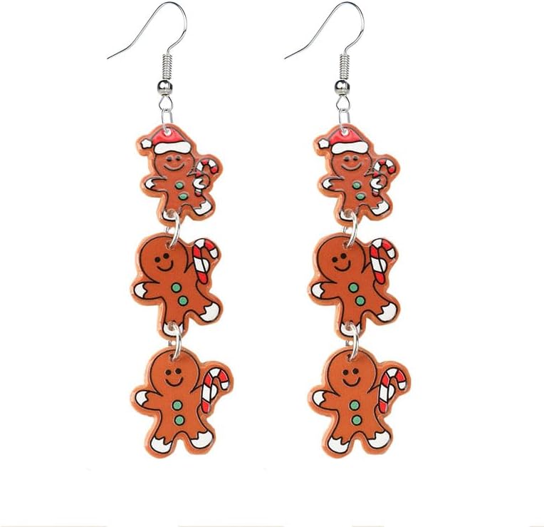 Christmas Earrings For Women Unique Acrylic Christmas Santa Claus HO HO HO Tree Gingerbread Man Dangle Drop Earrings Funny Xmas Earrings Christmas Jewelry Gifts - 我的商店我的商店我的商店