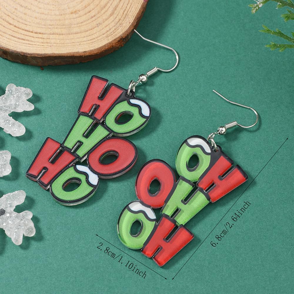 Christmas Earrings For Women Unique Acrylic Christmas Santa Claus HO HO HO Tree Gingerbread Man Dangle Drop Earrings Funny Xmas Earrings Christmas Jewelry Gifts - 我的商店我的商店我的商店