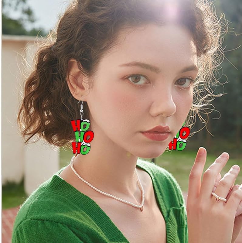 Christmas Earrings For Women Unique Acrylic Christmas Santa Claus HO HO HO Tree Gingerbread Man Dangle Drop Earrings Funny Xmas Earrings Christmas Jewelry Gifts - 我的商店我的商店我的商店