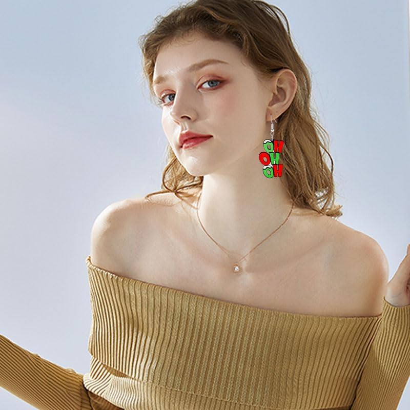 Christmas Earrings For Women Unique Acrylic Christmas Santa Claus HO HO HO Tree Gingerbread Man Dangle Drop Earrings Funny Xmas Earrings Christmas Jewelry Gifts - 我的商店我的商店我的商店