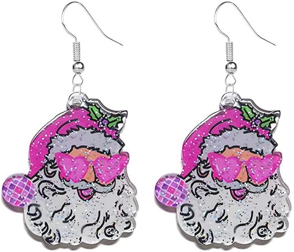 Christmas Earrings For Women Unique Acrylic Christmas Santa Claus HO HO HO Tree Gingerbread Man Dangle Drop Earrings Funny Xmas Earrings Christmas Jewelry Gifts - 我的商店我的商店我的商店