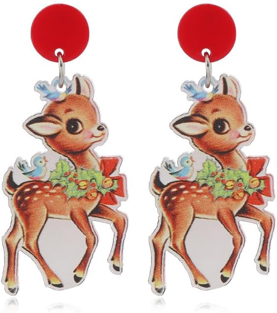 Christmas Earrings For Women Unique Acrylic Christmas Santa Claus HO HO HO Tree Gingerbread Man Dangle Drop Earrings Funny Xmas Earrings Christmas Jewelry Gifts - 我的商店我的商店我的商店