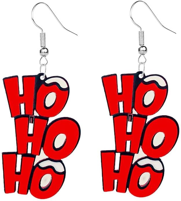 Christmas Earrings For Women Unique Acrylic Christmas Santa Claus HO HO HO Tree Gingerbread Man Dangle Drop Earrings Funny Xmas Earrings Christmas Jewelry Gifts - 我的商店我的商店我的商店