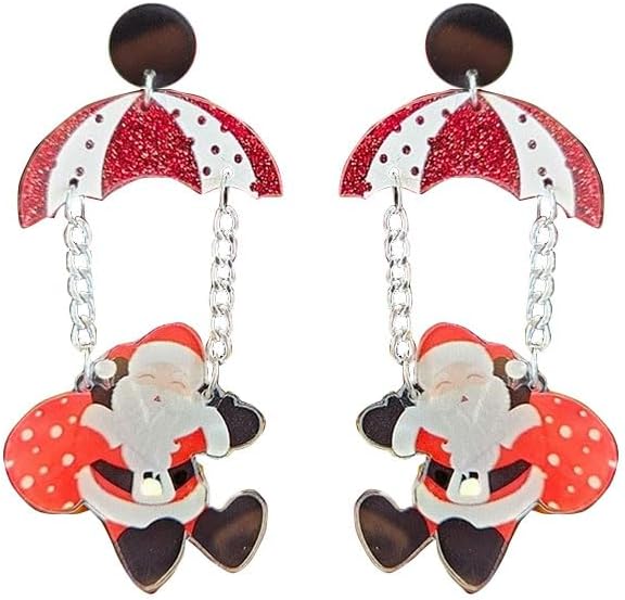 Christmas Earrings For Women Unique Acrylic Christmas Santa Claus HO HO HO Tree Gingerbread Man Dangle Drop Earrings Funny Xmas Earrings Christmas Jewelry Gifts - 我的商店我的商店我的商店