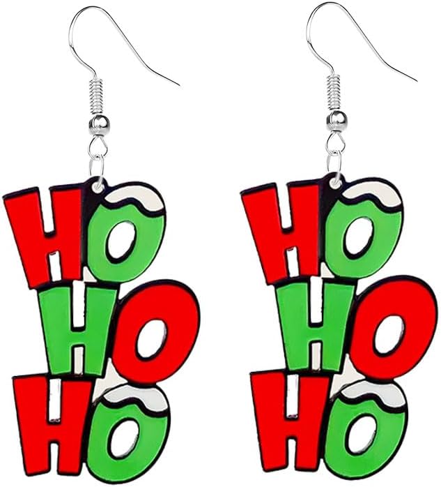 Christmas Earrings For Women Unique Acrylic Christmas Santa Claus HO HO HO Tree Gingerbread Man Dangle Drop Earrings Funny Xmas Earrings Christmas Jewelry Gifts - 我的商店我的商店我的商店