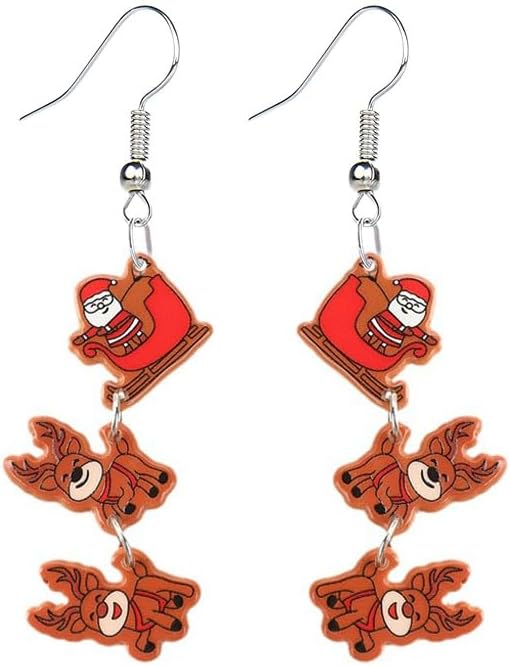 Christmas Earrings For Women Unique Acrylic Christmas Santa Claus HO HO HO Tree Gingerbread Man Dangle Drop Earrings Funny Xmas Earrings Christmas Jewelry Gifts - 我的商店我的商店我的商店