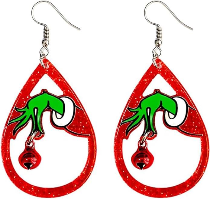 Christmas Earrings For Women, Xmas Accessories, Red White Green Drop Dangle Earrings for Holiday, Christmas Jewelry Gift. - 我的商店我的商店我的商店
