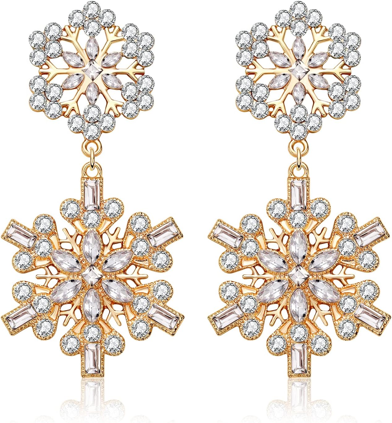 Christmas Earrings for Women Xmas Tree Champagne Wine Glass With Bow Snowflake Drop Earrings New year’s Earrings Festive Holiday Gifts - 我的商店我的商店我的商店