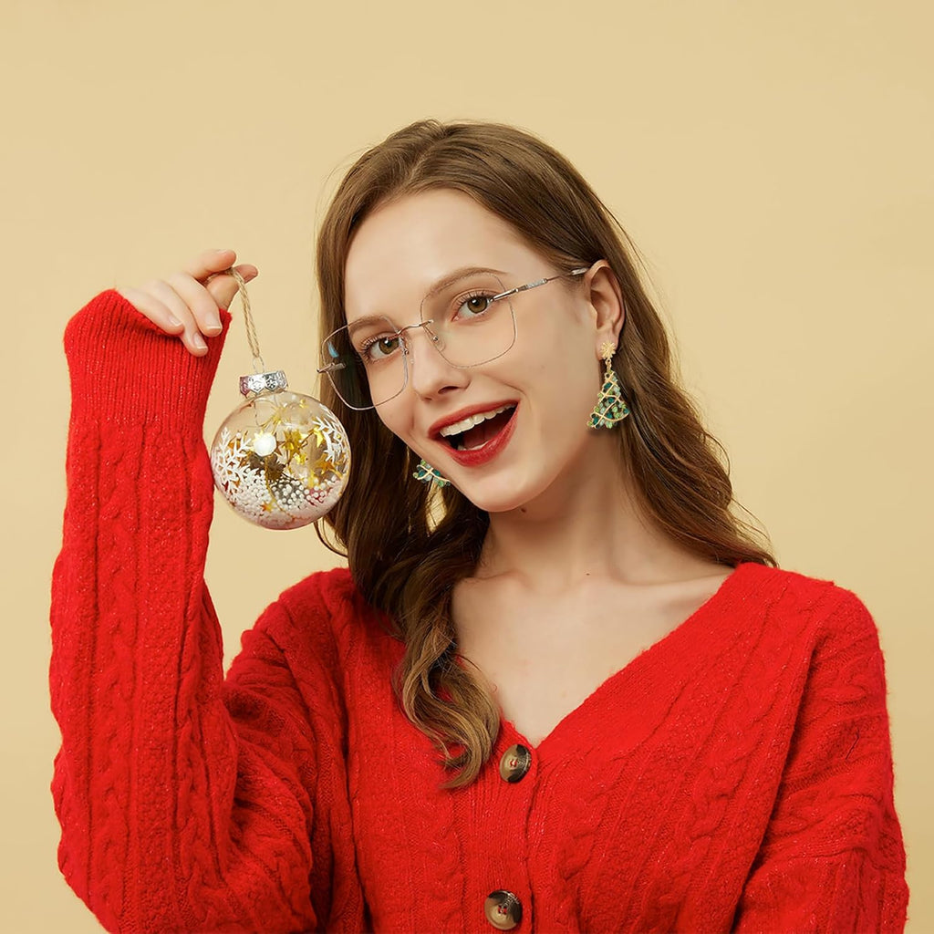 Christmas Earrings for Women Xmas Tree Dangle Earrings Sparkling Crystal Jewelry Snowflake Christmas Accessories Holiday Festival Party Gift - 我的商店我的商店我的商店