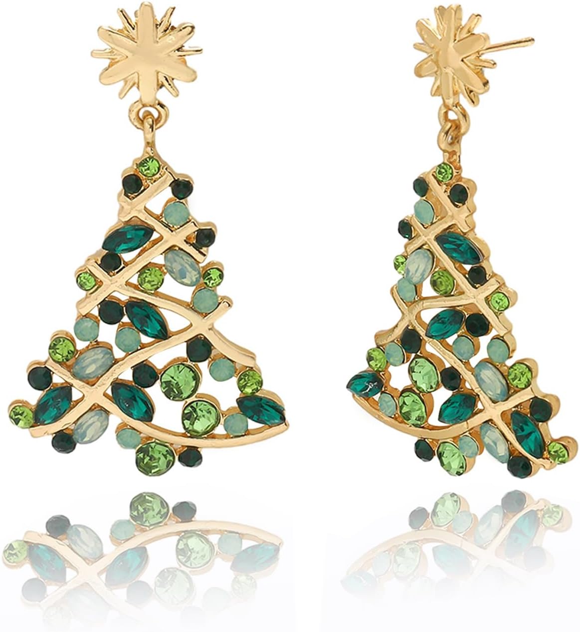 Christmas Earrings for Women Xmas Tree Dangle Earrings Sparkling Crystal Jewelry Snowflake Christmas Accessories Holiday Festival Party Gift - 我的商店我的商店我的商店